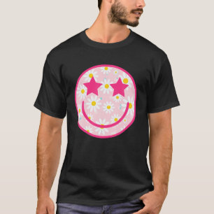 Drôle rose heureux visage Fleur Tshirt FLEX Sourir