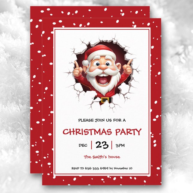 Drôle Santa Claus Noël Invitation (Funny Santa Claus Christmas Party Invitation)