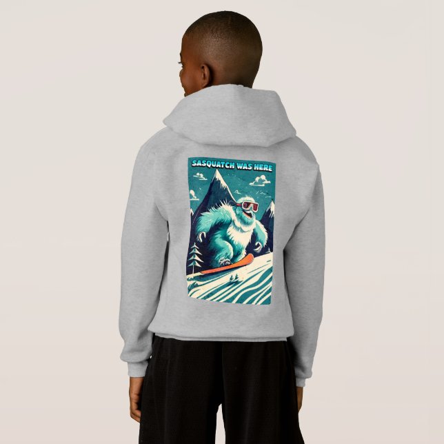 Drôle Sasquatch Était Ici Snowboard Hiver (Dos entier)