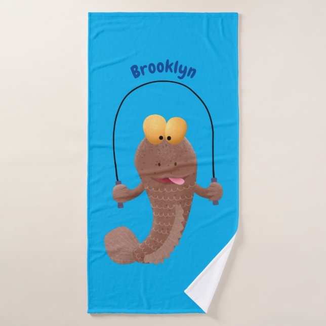 Drôle sauter boudskipper poisson dessin animé (Serviette de bain)