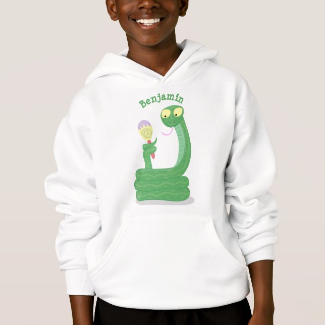 Drôle serpent vert avec caricature maraca (Devant)