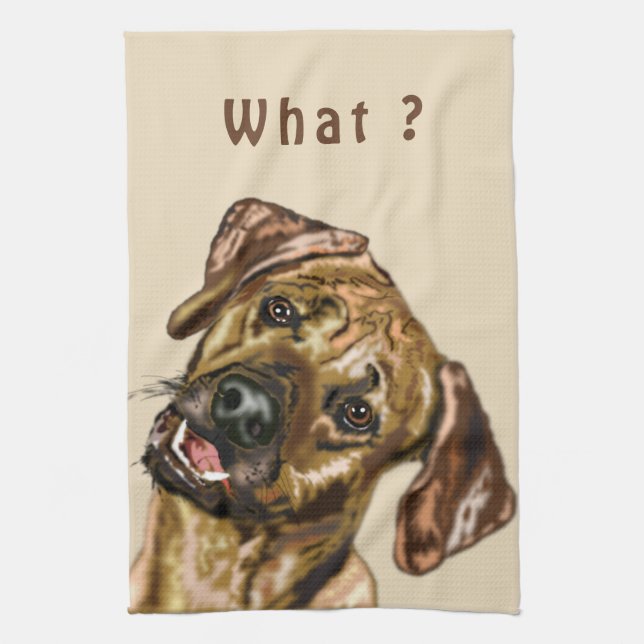 Drôle serviette de cuisine pour chien - Texte pers (Vertical)