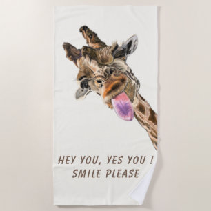 Drôle serviette de plage Jouer Giraffe - Texte per