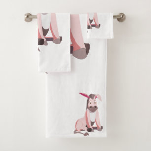 Drôle serviettes de bain avec âne rose - personnal