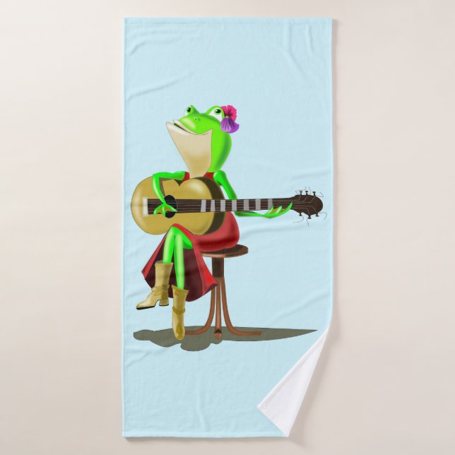 Drôle Serviettes de bain Frog Jouer Guitare - Votr (Serviette de bain)