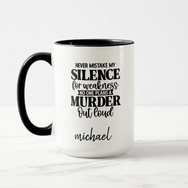 Drôle Silence Meurtre Mug (Gauche)