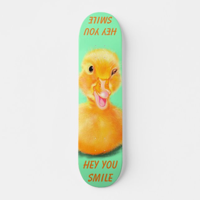 Drôle skateboard Happy Duck Custom Texte et couleu (Devant)