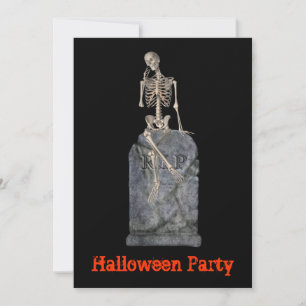 Drôle Skeleton Tombstone Halloween Invitation