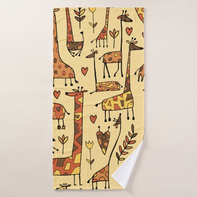 Drôle sketch de girafes, sans couture motif votre  (Serviette de bain)