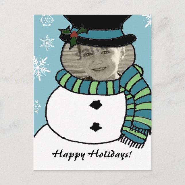 Drôle Snowman Carte Visage... (Devant)