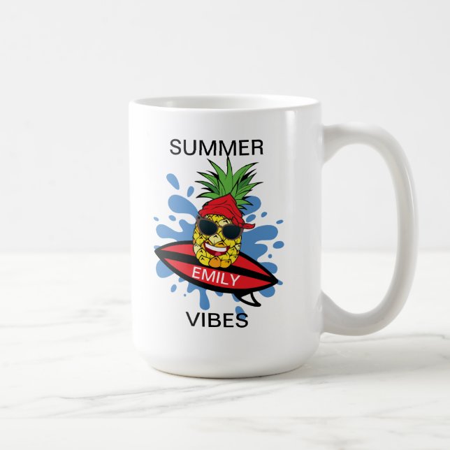 Drôle Surf Pineapple Café Mug (Droite)