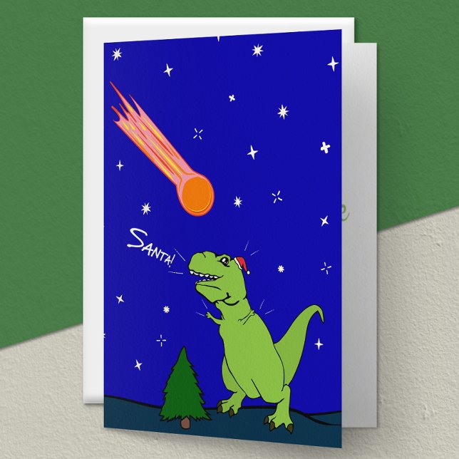 Drôle T-Rex Dinosaur Astéroïde Carte de vacances p (Créateur téléchargé)
