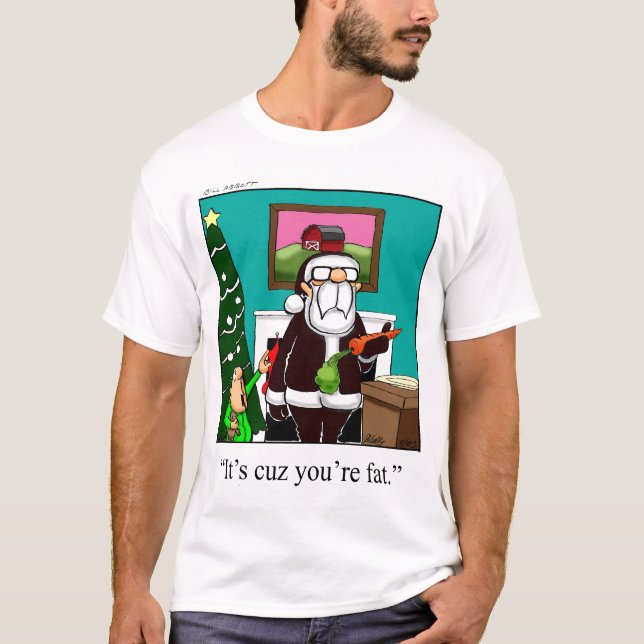 Drôle T-shirt Cartoon Père Noël Noël (Devant)