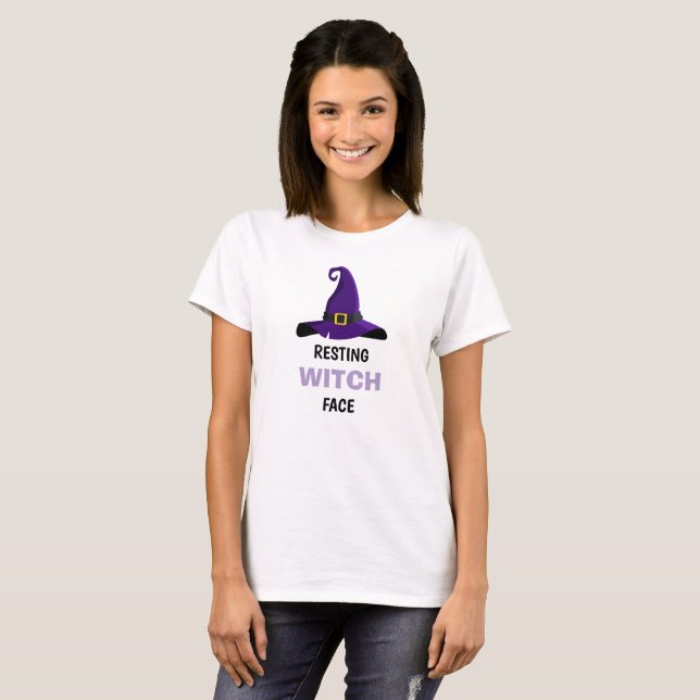 DRÔLE !🧙‍♀️ T-shirt Visage de Sorcière au Repos - (Devant entier)