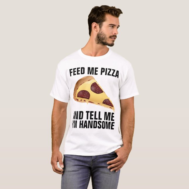 Drôle T-shirts Hommes, PIZZA (Devant entier)