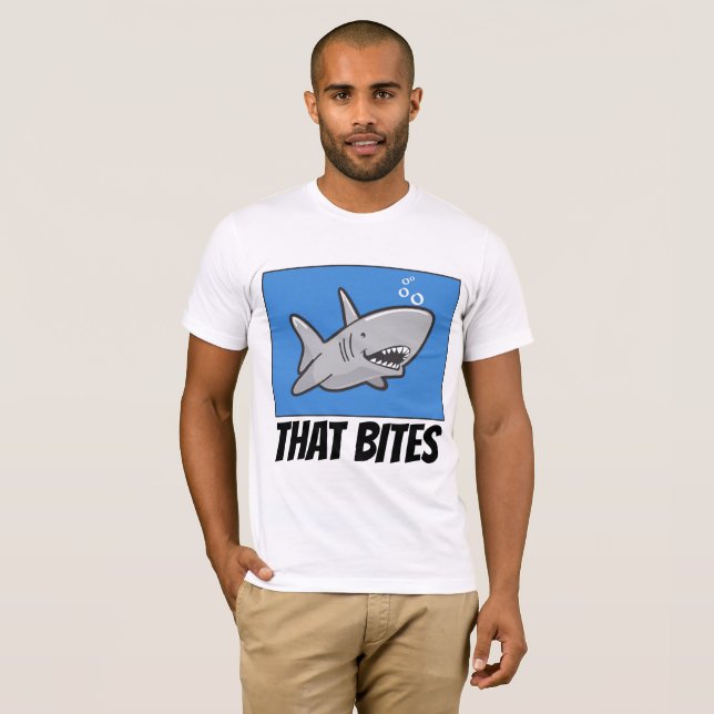 Drôle T-shirts SHARK, QUI BITES (Devant entier)