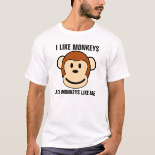 Drôle T-shirts singes, J'AIME LES SINGES