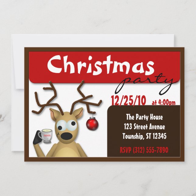 Drôle Tipsy Reindeer Noël Invitations (Devant)