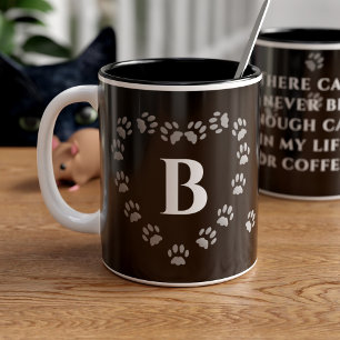 Drôle trop de chats Empreinte de patte Mug café no