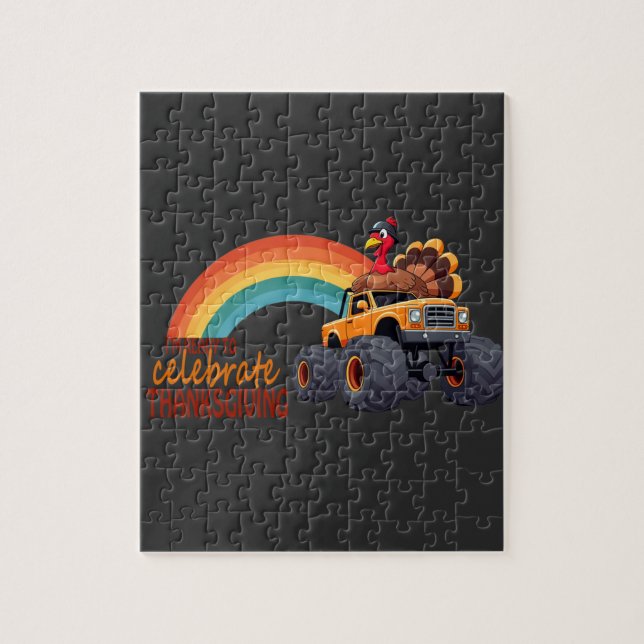 Drôle Turquie Monster Truck Thanksgiving puzzle (Vertical)