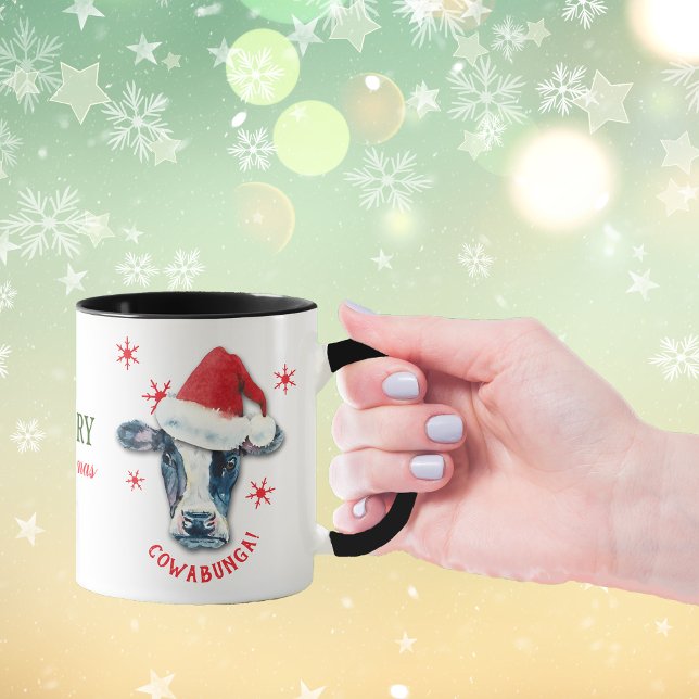 Drôle Vache Cowabunga café de Noël Mug (Créateur téléchargé)