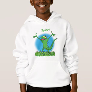 Drôle vert souriant animé lézard d'iguane