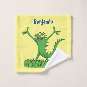 Drôle vert souriant animé lézard d'iguane