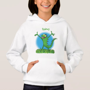 Drôle vert souriant animé lézard d'iguane