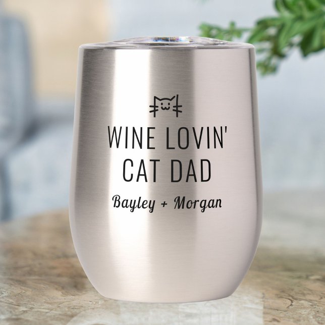 Drôle Vin Aimant Chat Papa Noms Personnalisés (Créateur téléchargé)