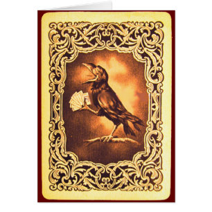 Drôle Vintage Black Crow Jouer Poker