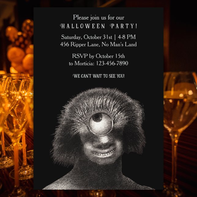 Drôle Vintage Cyclops Halloween Party Invitation (Créateur téléchargé)