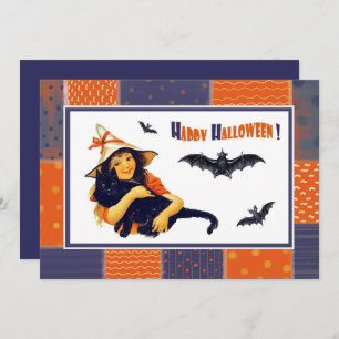 Drôle Vintage Fille Halloween Invitations