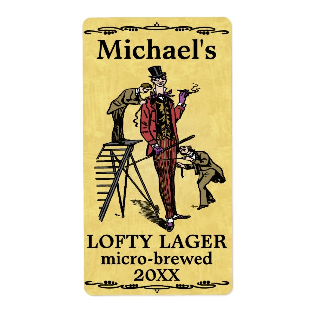 Drôle Vintage Lofty Lager Bière Étiquette (Devant)