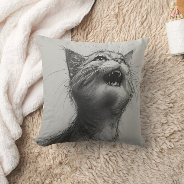 Drôle Yelling Chat Coussin d'accent de mème de cha (Couverture)
