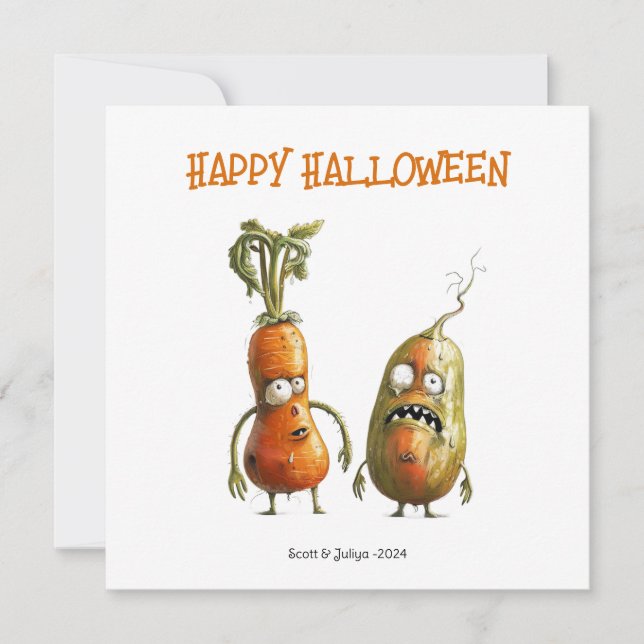 Drôle zombie légumes Halloween carte de voeux (Devant)