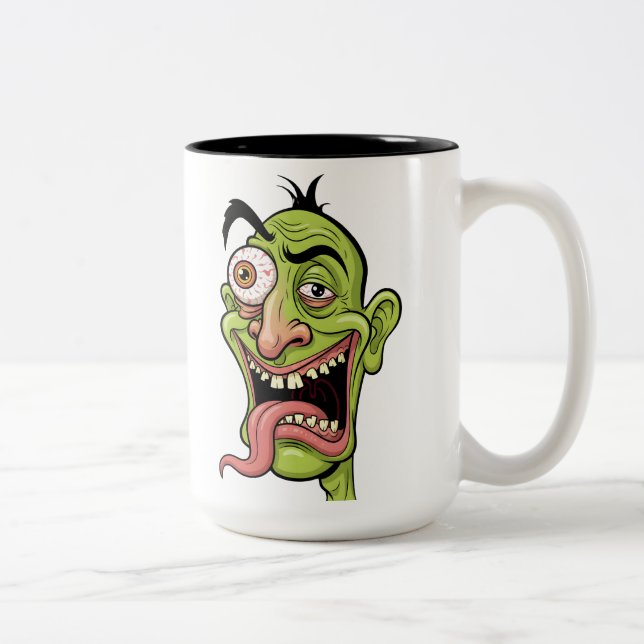 Drôle Zombie Vert Cartoon Mug Café - Gif Quirky (Droit)