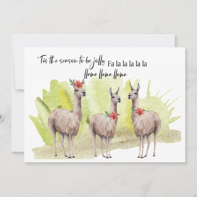 Drôles de Llamas Mignons Aquarelle Carte de Vœux d (Devant)