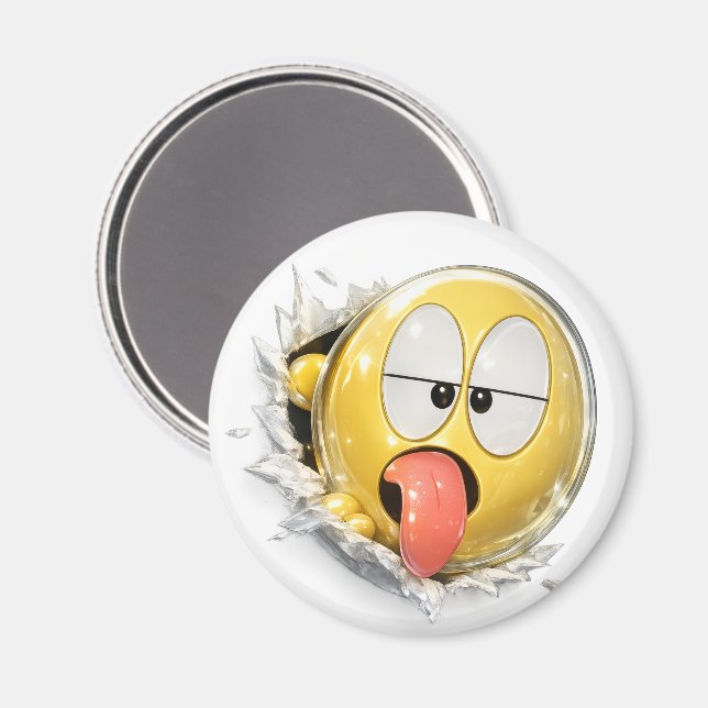 Drolii 3D Emoji Round Magnet (Recto/Verso)