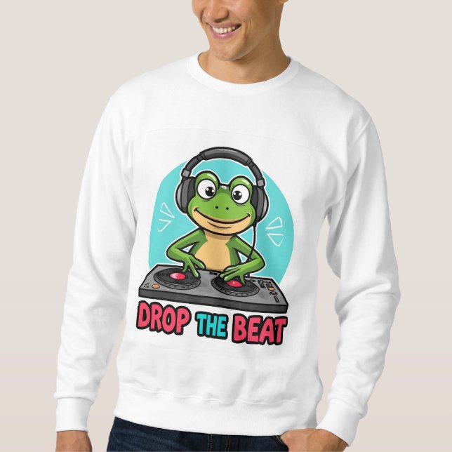 Drop the Beat Frog Hoodie Funny DJ Frog Sweatshirt (Devant)