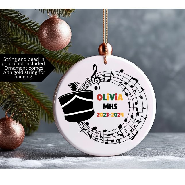 Drum Major Marching Band Ornement de Noël (Christmas ornament for marching band member customized with name, school and year)