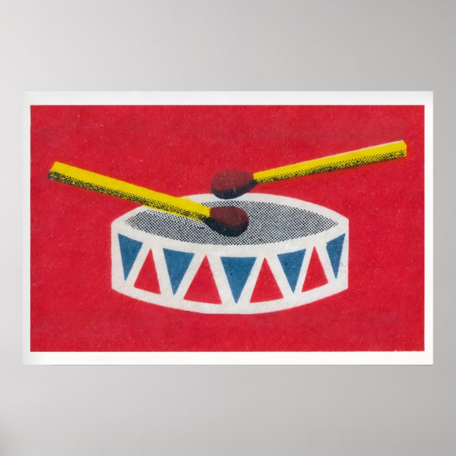 Drum Matchbox Wall Poster - Vintage Eastern Europe (Devant)