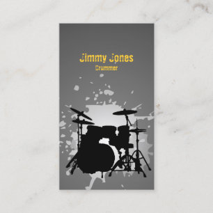 Drumkit Silhouette Splatter Carte de visite gris
