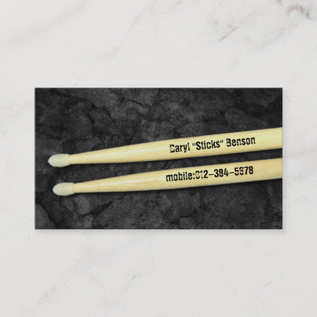 Drummer Drumsticks Grunge Musicien Carte de visite (Devant)