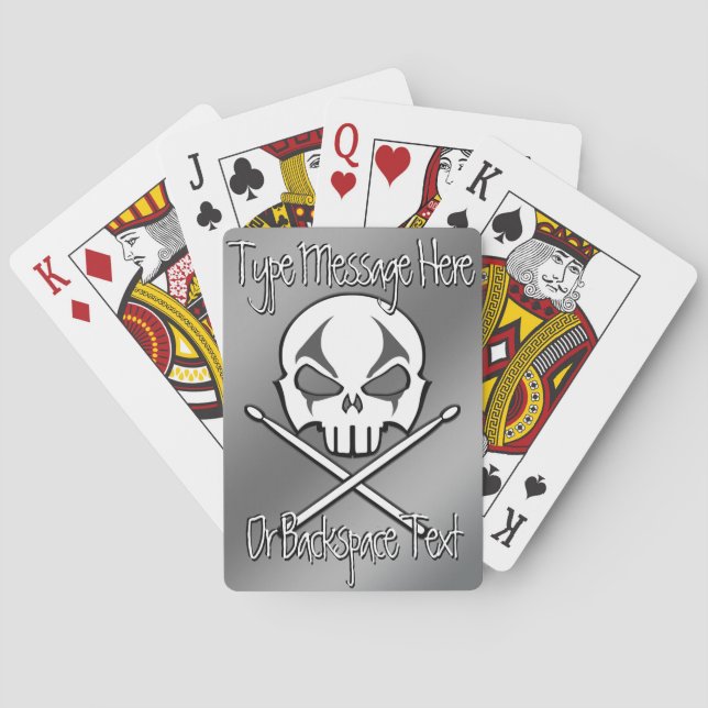 Drummer Rock & Roll Cartes de jeu personnalisées (dos)