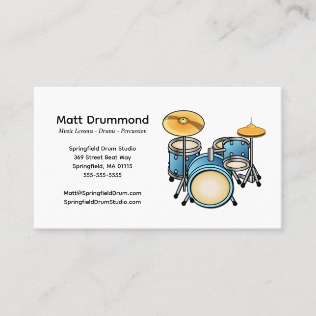 Drums Musique Enseignant Carte de visite | Ensembl (Devant)