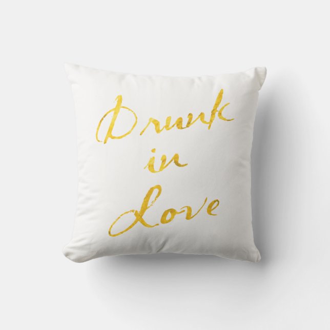 Drunin in Love White & Gold Coussin extérieur (Recto)