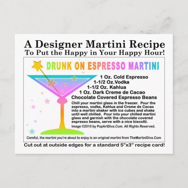 Drunk on Expresso Martini Recette Carte postale (Devant)