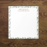 Du Bureau Du Bloc-Notes Vert Bleu<br><div class="desc">Cet élégant du bureau du bloc-notes bleu vert a une bordure de verdure eucalyptus et peut être personnalisé en changeant facilement le nom à votre propre ou un titre comme grand-mère, enseignant ou infirmière, etc.. Il a un design moderne minimaliste avec typographie. Le message en haut dit "du bureau de",...</div>