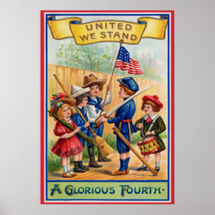 Du quatrième affiche vintage juillet