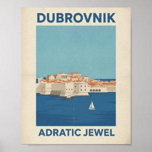 Dubrovnik Croatie Affiche de Voyage Vintage - Adri